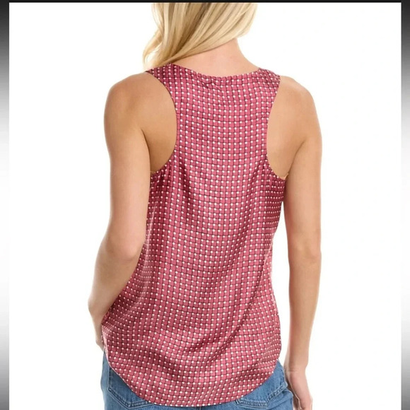 NWT!! Theory - RACER SILK TANK - Size Medium - Pink/White - Picture 2 of 8